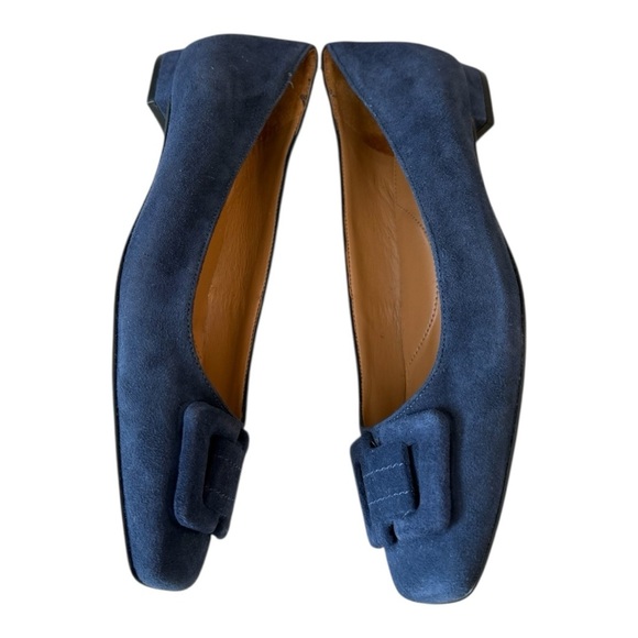 Talbots Sutton Flats Indigo Blue Square Toe Ballet Size 7M Preppy Career Causal - Picture 11 of 16